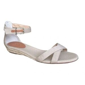J.Crew Marina Mini-Wedge Cross Straps Espadrilles Cream Sandals Size 5 1/2